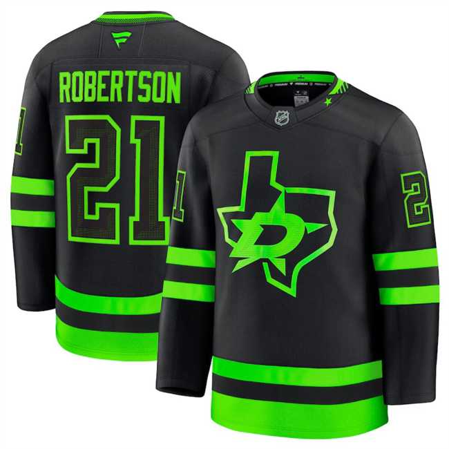 Mens Dallas Stars #21 Jason Robertson Black 2024-25 Alternate Stitched Hockey Jersey Dzhi->dallas stars->NHL Jersey
